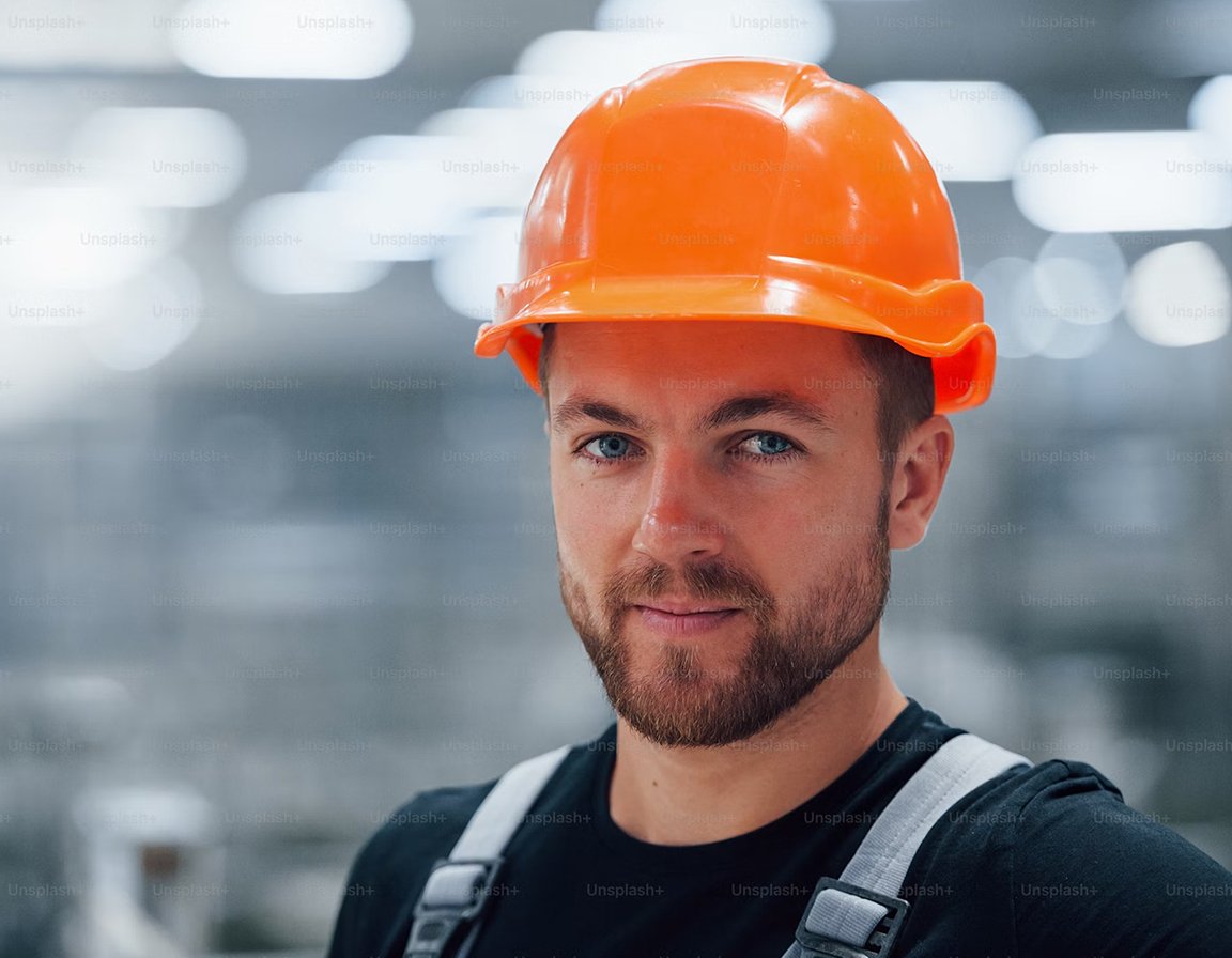 Worker wearing a hard hat