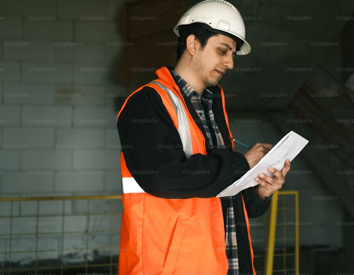 Worker wearing a high-visibility vest